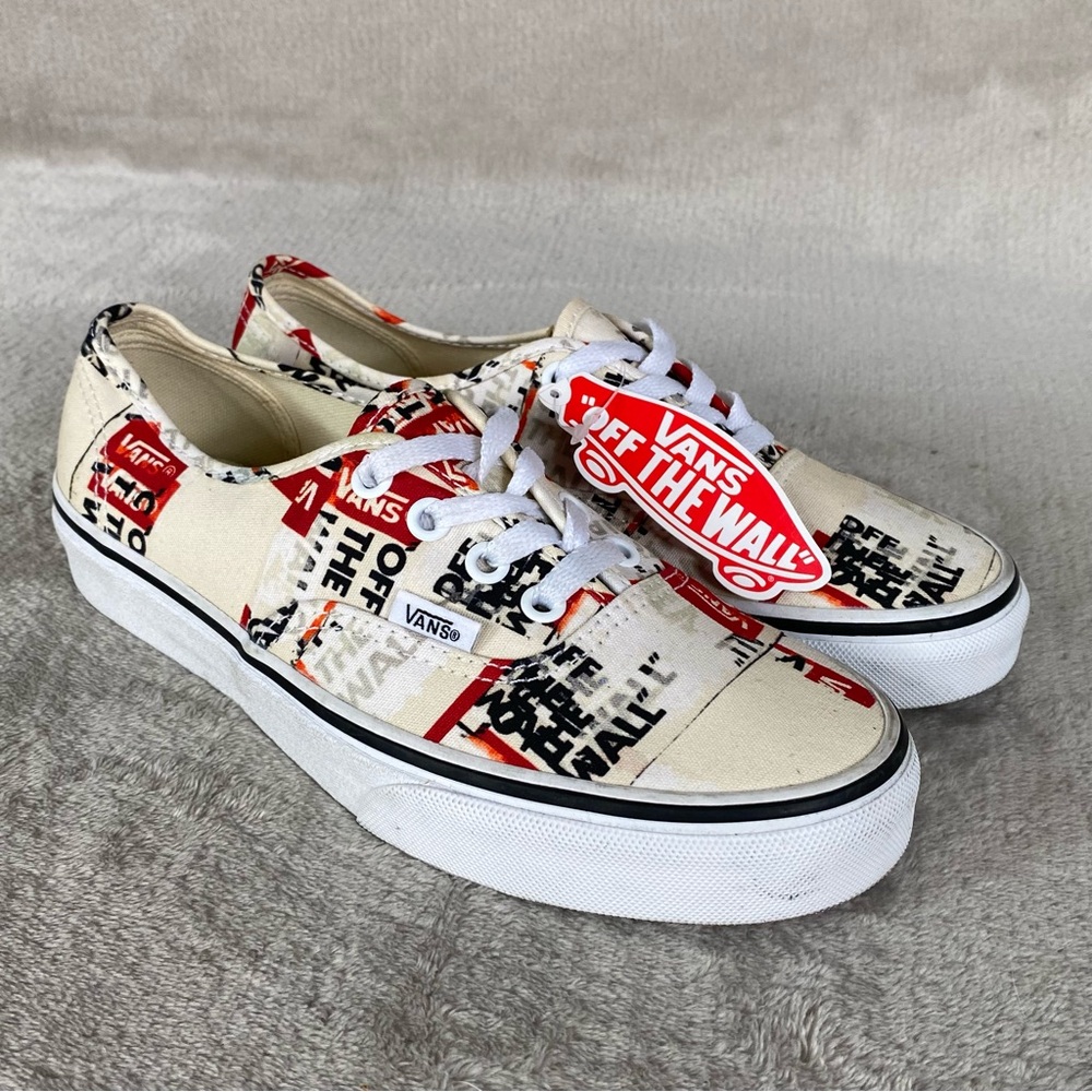 Vans Authentic Packing Tape Shoes Men 5.5 Women 7 White Black Canvas Sneaker NEW